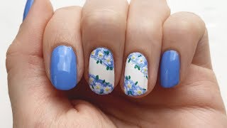 Nageldesign mit Nagellack blaue Blumen für den Frühling  seni Nageldesign [upl. by Alphonse132]