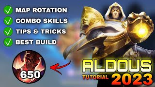 ALDOUS 650x STACKS Tutorial amp Guide 2023 English Combo Skills Best Build Tips amp Tricks  MLBB [upl. by Enialed417]