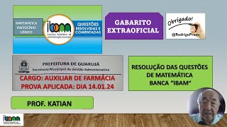 IBAM  Gabarito ExtraoficialConcurso para Auxiliar de Farmácia  Prefeitura Municipal de GuarujáSP [upl. by Hafeenah]