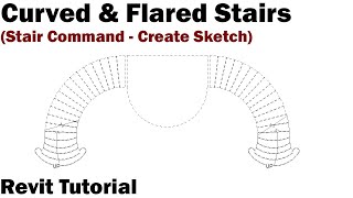 Revit Tutorial  Flared amp Curved Staircase Stair Command  Create Sketch [upl. by Tatiania711]