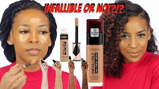 LOREAL INFALLIBLE FRESH WEAR FOUNDATION  CONCEALER  DEMO  REVIEW [upl. by Miles]