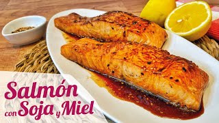 SALMON CON SOJA Y MIEL 🐟 Receta de salmón con salsa rica rica [upl. by Sihtam]