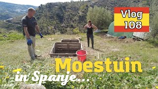 MOESTUIN IN SPANJE  WERKBANK MAKEN VAN OUDE DEUREN  HUIS IN SPANJE  OFF GRID LEVEN IN DE ZON 108 [upl. by Sucul]