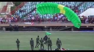 GUYANA ARMY AIR SHOW SOLDIERS PARACHUTING at NATIONAL STADIUM2014 [upl. by Ahsemik]