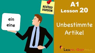 Revised  A1  Lesson 20  Indefinite Articles in German  Unbestimmte Artikel  Learn German [upl. by Buderus180]