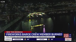 Barge ablaze after Waterfront Blues Festival fireworks show 1 hospitalized [upl. by Alekin]