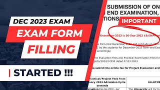 IGNOU Exam Form Filling December 2023 Started  Last Date [upl. by Flemming]