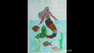 Montessori teacher training art and craft album ideasChamki art work Mermaid art chamki [upl. by Jemina]