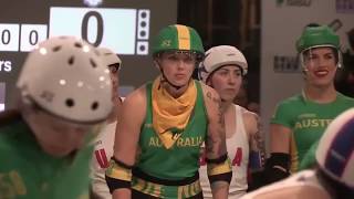 Roller Derby World Cup 2018 FINAL USA vs Australia with Vienna Fearleaders [upl. by Kcire864]