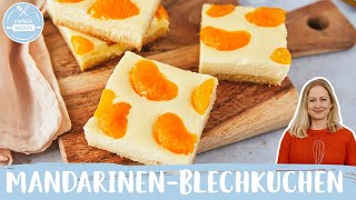 Cremiger MandarinenBlechkuchen 😍🍊  Käsekuchen mit Mandarinen vom Blech  Einfach Backen [upl. by Ilke806]