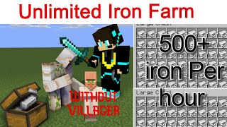 HOW TO MAKE A IRON FARM WITHOUT VILLAGERS IN MINECRAFT  WORKS IN ALL EDITION  VICTOR BOY ADI [upl. by Adieren716]