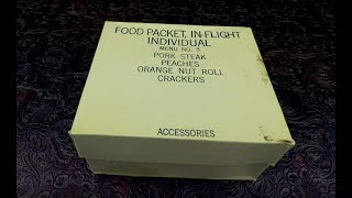 MRE Review 1965 Vietnam War Era C Ration Food Packet INFLIGHT Individual EXPLODING PEACHES [upl. by Saref470]