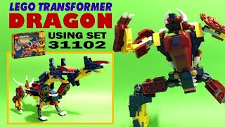 Tutorial LEGO Transformer 2headed Dragon from Creator 31102 Fire Dragon [upl. by Arakahs]