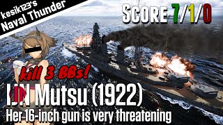 War Thunder Naval Her 16quot gun is very threatening｜IJN Mutsu 1922：Nagato Class Battleship｜2K QHD [upl. by Jobi24]