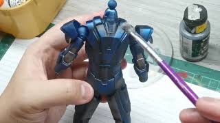 Silver Drybrushing on Iron Man mark 30 Blue Steel 🧿🙏 [upl. by Hteb]