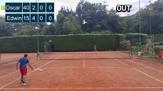 Jugando tenis con amigos Oscar Romero vs Edwin 28 de julio 2024 [upl. by Aihpledalihp]