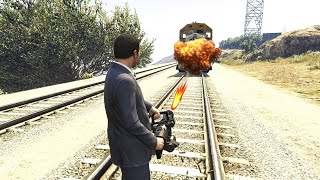 STOPPING THE TRAIN in GTA 5 MICHEAL GTA 5 Gameplay Amazing Experiments [upl. by Ssalguod]