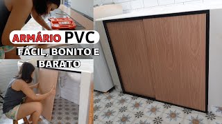 ARMÁRIO para Pia Feito com PVC amadeirado 😱 Super FÀCIL de fazer Ficou Lindo Prático e barato 😍 [upl. by Jer]