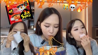 PART2 3X SPICY NOODLE CHALLENGE🔥🌶️🌶️😭 [upl. by Eed980]