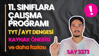 11 Sınıflar için Çalışma Programı  TYTAYT Dengesi  Kaynak Önerileri yks yks2023 tyt ayt [upl. by Idelle]