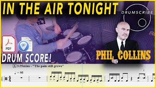 In The Air Tonight  Phil Collins  DRUM SCORE Sheet Music PlayAlong  DRUMSCRIBE [upl. by Ysset]