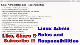 What are Linux Engineer Roles and Responsibilities  Linux Admin Daily tasks [upl. by O'Callaghan]