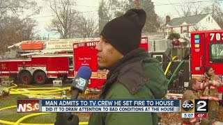 Man admits to a TV crew that he set a house fire [upl. by Bocaj]