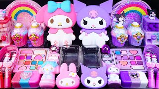 MyMelody vs Kuromi slime Mixing EyeshadowGlitter amp Random things into slime asmr satisfyingslime [upl. by Colligan]