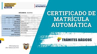 Certificado de Matrícula Automática MINEDUC  juntoseducaciongobec [upl. by Corby761]