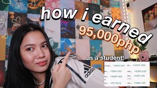 HOW I EARNED ₱95000 AS A STUDENT with no investments  freelancing  how i get clients for FREE [upl. by Agueda]