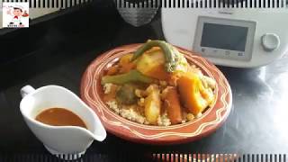 اسهل كسكس بالخضرفي الة طرموميكس Recette de Couscous Marocain aux Légumes Thermomix [upl. by Adirehs564]