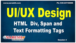 Session4  HTML Div Span and Text Formatting Tags  UIUX Design Tutorials [upl. by Ailati]