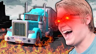 Chadtronic goes on a vehicular rampage with his semi truck  Driv3r [upl. by Auqinat]