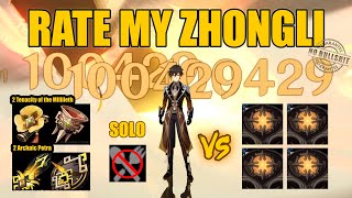 Zhongli 2Millelith 2Petra 100k damage solo no food buff no team resonance no crown [upl. by Nanine]