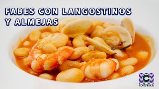 Receta Fabes con Langostinos y Almejas de Compesca [upl. by Ennayehc]