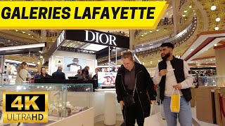 Les Galeries Lafayette Haussmann Paris Walking Tour【4K 60fps】 🇫🇷 France luxury shopping mall [upl. by Fessuoy]