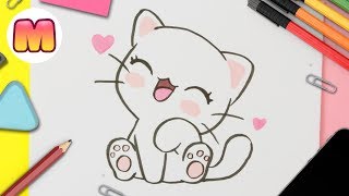 Como dibujar un GATO KAWAII 💖 FACIL PASO A PASO 💖 como dibujar gatos kawaii [upl. by Nanny]