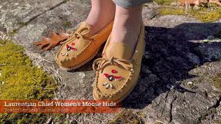 Womens Genuine Leather Thunderbird Beaded Loafer Moccasin Shoes [upl. by Akeihsal391]