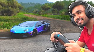 DRIVING A LAMBORGHINI AVENTADOR WITH REAL STEERING WHEEL  TECHNO GAMERZ GTA 5 [upl. by Jeniece]