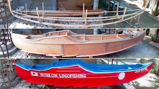 Making a Motor Boat 15 DAYS TIMELAPSE  Filipino Fisherman Build a Boat  Bangkang de Motor [upl. by Haydon59]