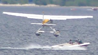 Seaplane Nearly Hits Boat During Water Bombing Operation [upl. by Jobyna]