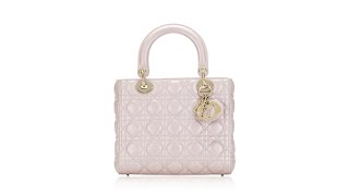 Christian Dior Metallic Lambskin Cannage Medium Lady Dior Pink [upl. by Nillor405]