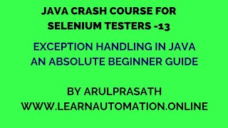 Java Crash course  13  Exception handling in Java  Tamil  Java for Automation [upl. by Atreb420]