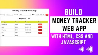 Build Money Tracker WebApp to track expenses with HTML CSS and JavaScript  BharatIntern Project [upl. by Adnuhsat554]