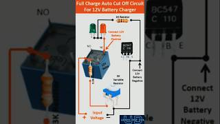 Auto cut circuit for 12volt dc Battery charger use bc547 transistor bc547transistor chargebattery [upl. by Onitsirc]