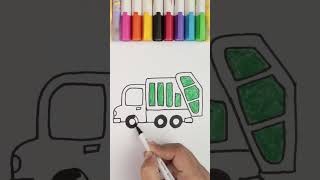 How to draw and colour Garbage Truck art drawing artandcraft shorts [upl. by Eiramana]