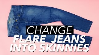 How to Make Skinny Jeans from Flare or Boot Cut Jeans  WITHWENDY [upl. by Nojid530]