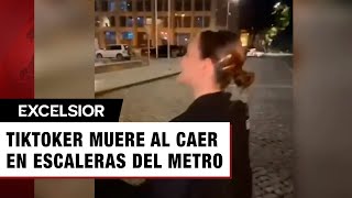 Tiktoker muere al grabarse cantando y caer por escaleras del Metro [upl. by Rosetta]