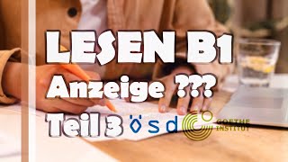 B1  LESEN TEIL 3  ÖSD GOETHE PRÜFUNG  Anzeigen كيفاش تخدم [upl. by Ronoc]