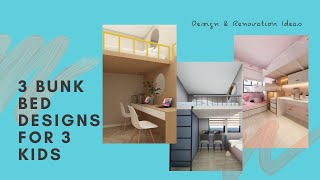 Three Bed Design for Kids  Space Saving Room designs  Bedroom Design for 3 Kids [upl. by Oikim]